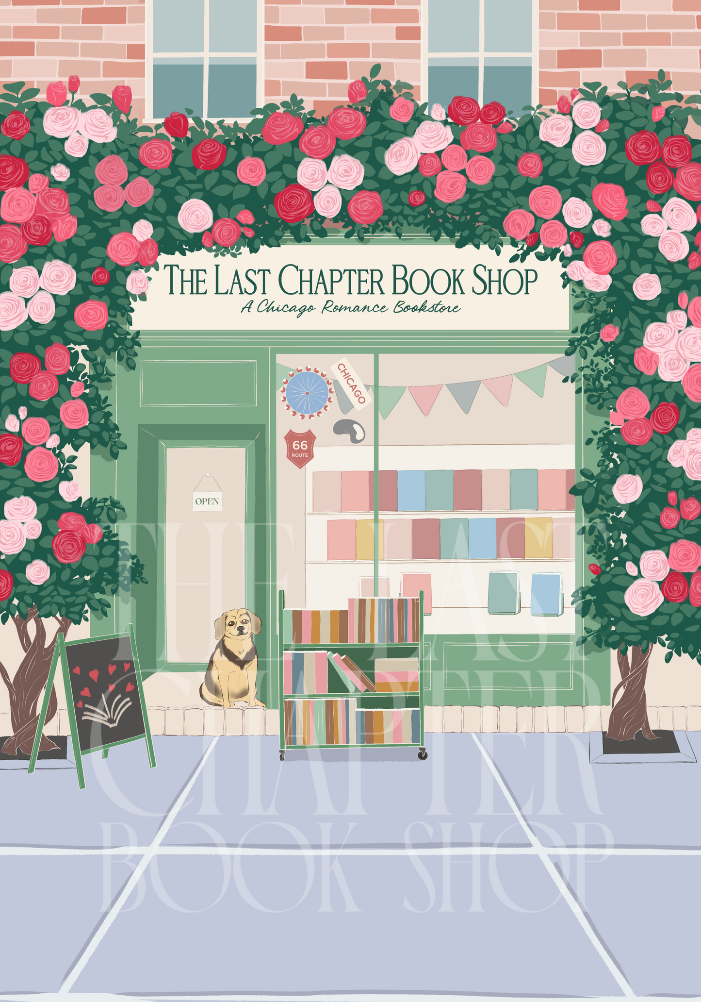 The Last Chapter Bookshop Illustrated Storefront Art Print